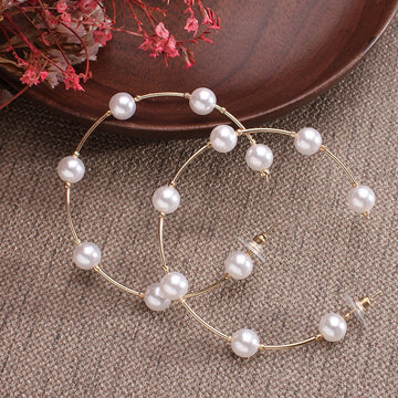 Blythe Imitation Pearl Hoop Earrings - SunsetFashionLA